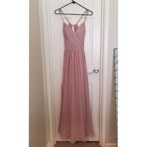 Blush chiffon bridesmaid dress